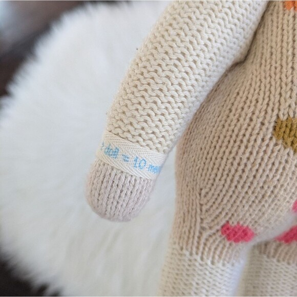 Cuddle + Kind 13" Small Lucy the Lamb Handmade Knit Lamb Plush Toy Cream Pink - Picture 7 of 8